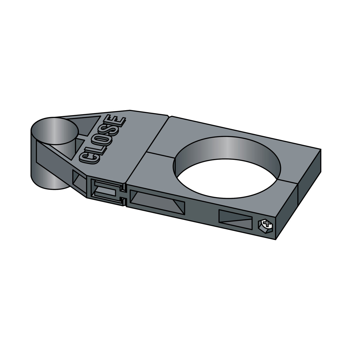Doorking 6600-035 Limit Switch Holder for Single Sensor, showing the word "close"