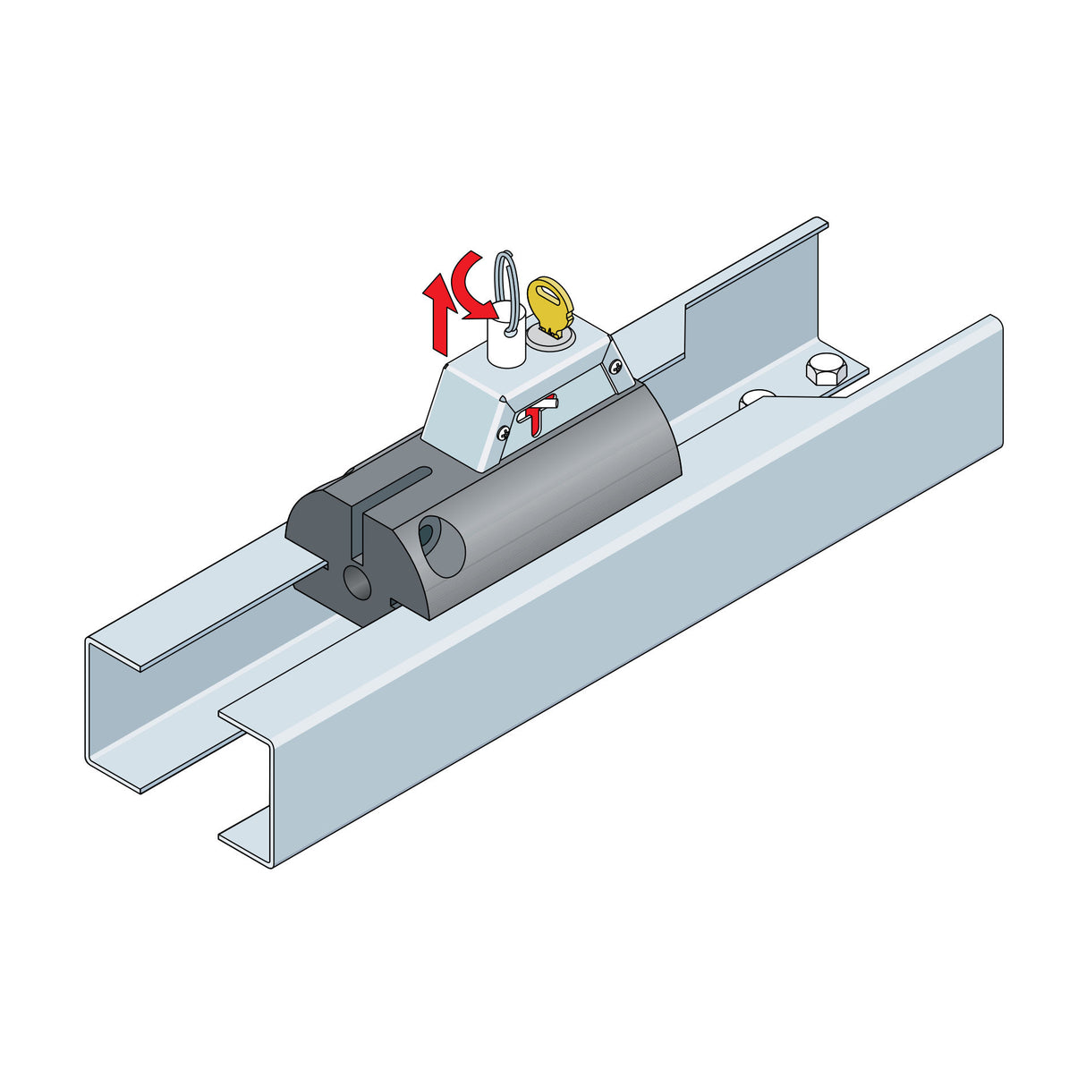 Doorking 1150 Rail Assembly, manual override carrier