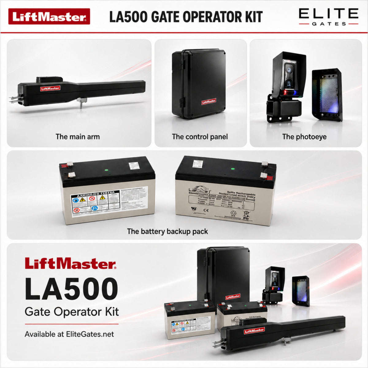 LiftMaster LA500UL Single Swing Gate Actuator Kit