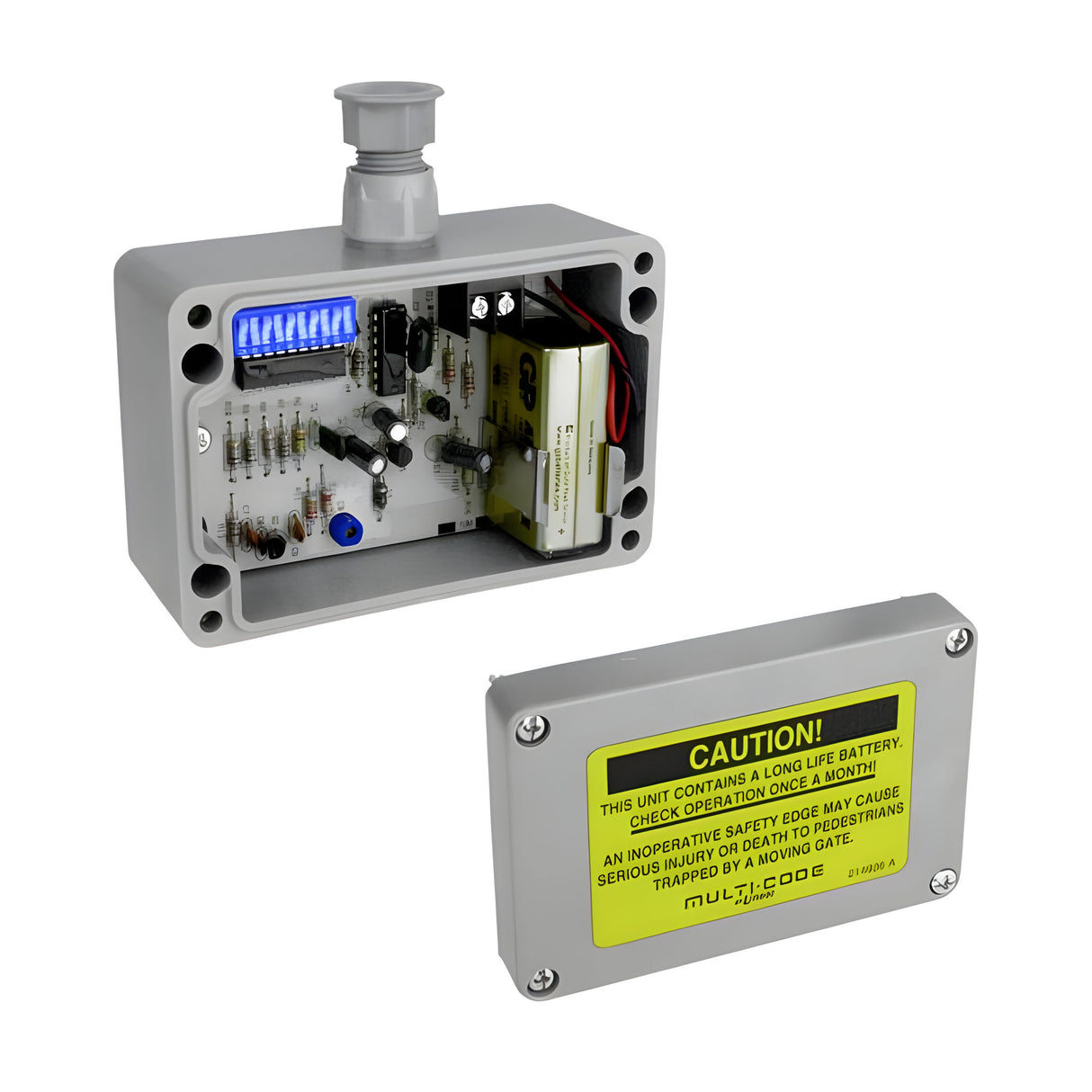 Multicode 3022 Safety Edge Transmitter shown with the cover off