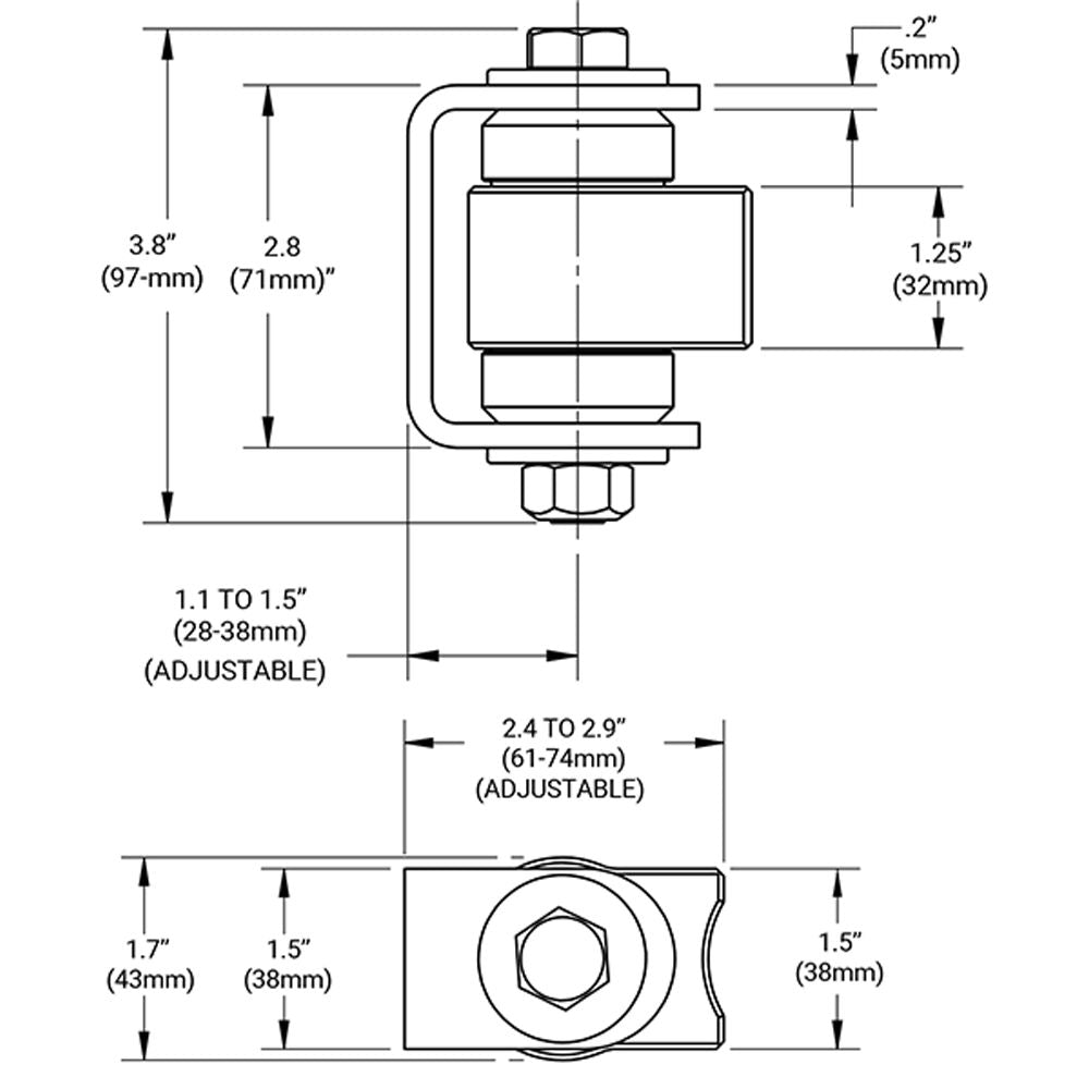 D&D CI3000 Hinge dimensions