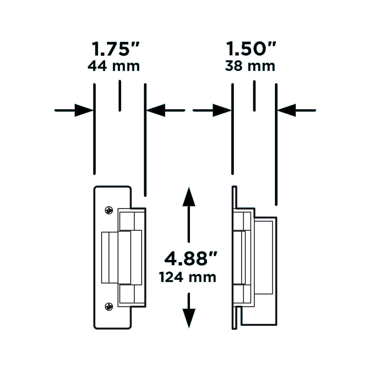 Doorking DKES-C2-1FX Electric Strike, Dimensions