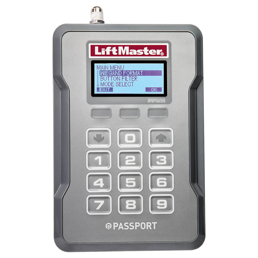 Receptor LiftMaster PPWR Passport Wiegand con tecnología Security+ 2.0