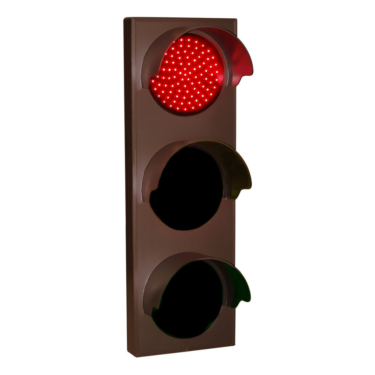 Signal Tech Vertical LED Traffic Light for Lanes Control, showing red light