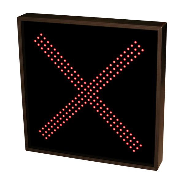 Signal-Tech LED "X" and "Down Arrow" Sign for Lane Control, showing X sign
