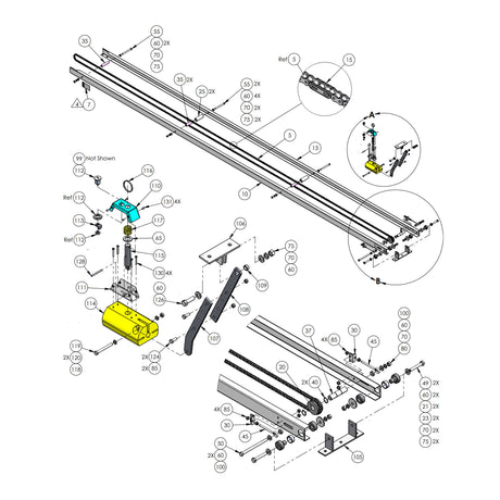 Doorking 1150Rail Assembly, parts diagram
