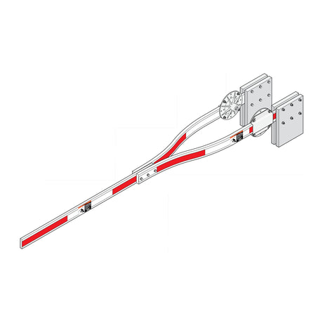 DoorKing 1602-340 Wood Wishbone Arm – 20 Ft, shown with mounting hardware