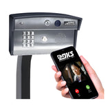 DoorKing 2112-082 eVolve Smart Intercom System, shown with an app