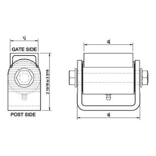 Liftmaster 3100P Adjustable Hinge, dimensions