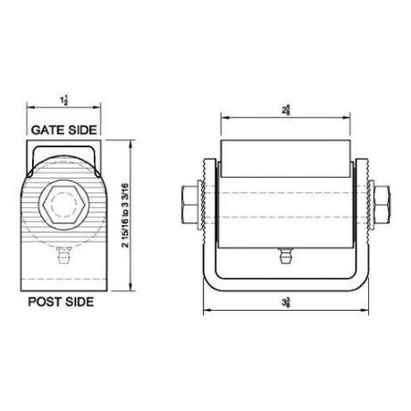 Liftmaster 3100P Adjustable Hinge, dimensions