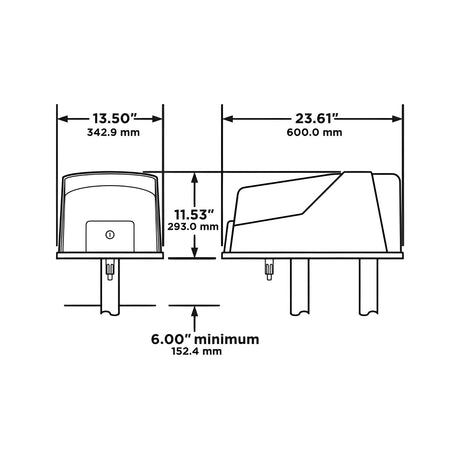 Doorking 6050 Swing Gate Opener, dimensions