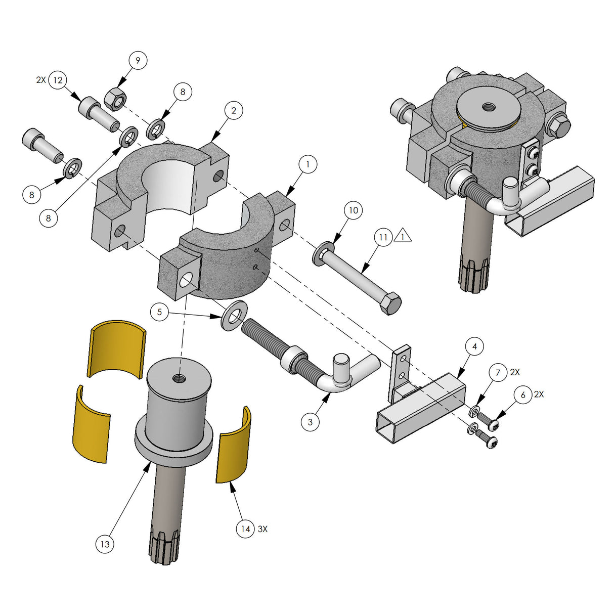 DoorKing 6500-400 Hub Assembly for 6500 Operator  1/2 HP, parts breakdown