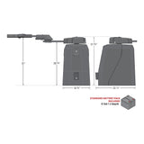 Doorking 6524 Swing Gate Opener, dimensions front and side with batteries elitegates