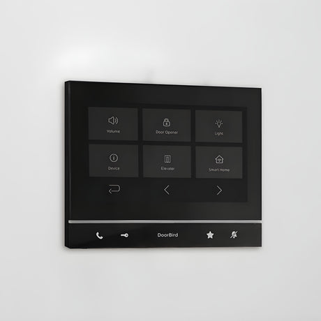 DoorBird A1103 WiFi IP Video Indoor Station, Black Edition mounted on a wall | theelitegateoffers.com