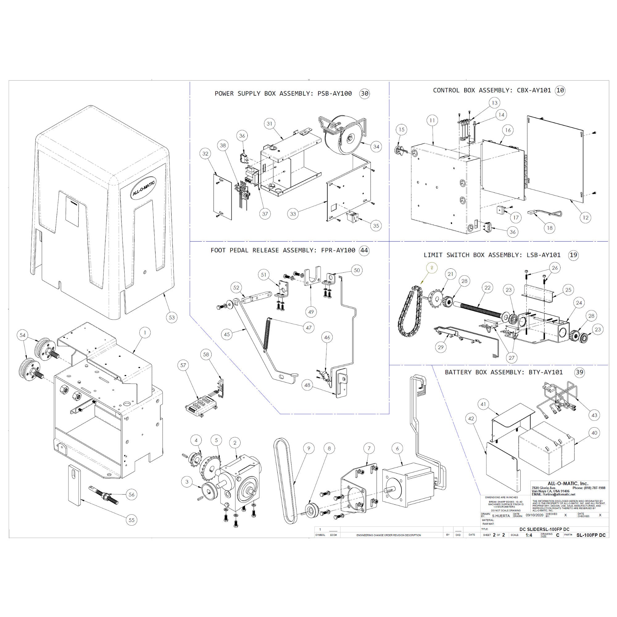 All-O-Matic SL-100FP DC Repair Parts  Diagram | theelitegateoffers.com