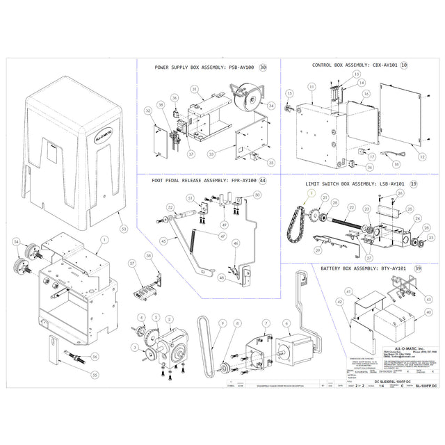 All-O-Matic SL-100FP DC Repair Parts  Diagram | theelitegateoffers.com