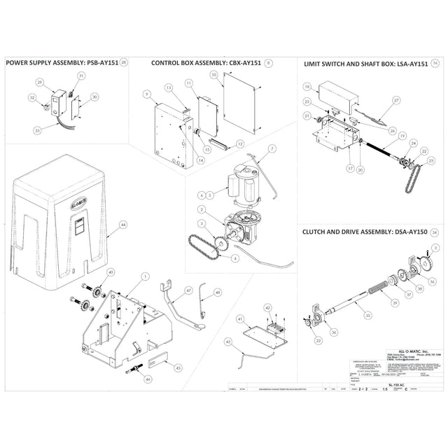All-O-Matic SL-150 AC Repair Parts  Diagram | theelitegateoffers.com