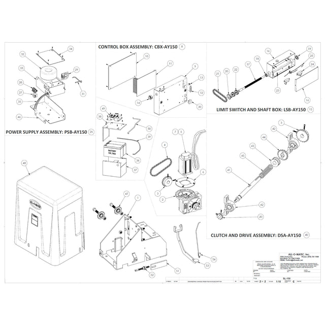 All-O-Matic SL-150 DC Repair Parts  Diagram | theelitegateoffers.com