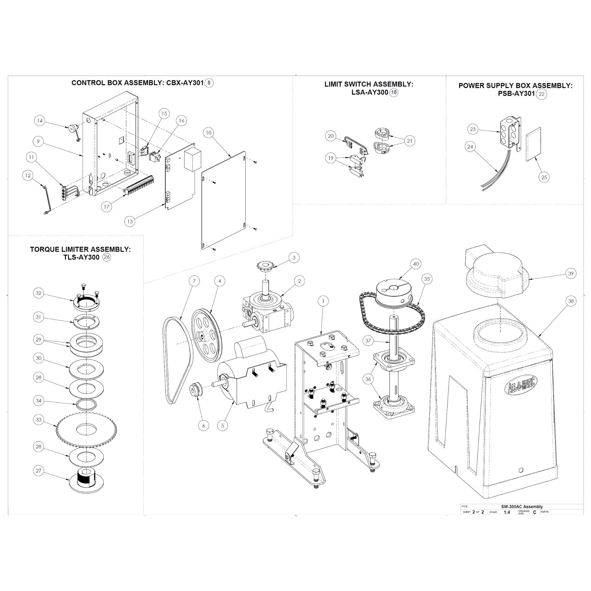 All-O-Matic SW-300 AC Repair Parts  Diagram | theelitegateoffers.com