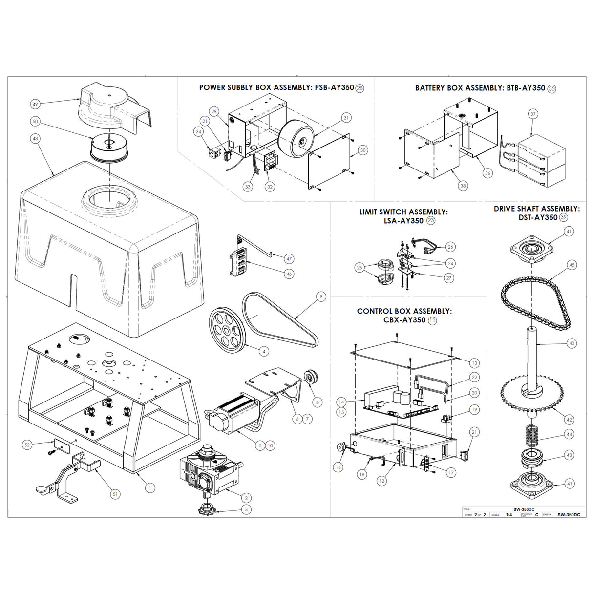 All-O-Matic SW-350DC Repair Parts  Diagram | theelitegateoffers.com
