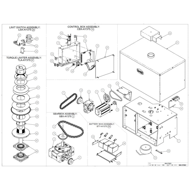 All-O-Matic SW-375DC Repair Parts  Diagram | theelitegateoffers.com