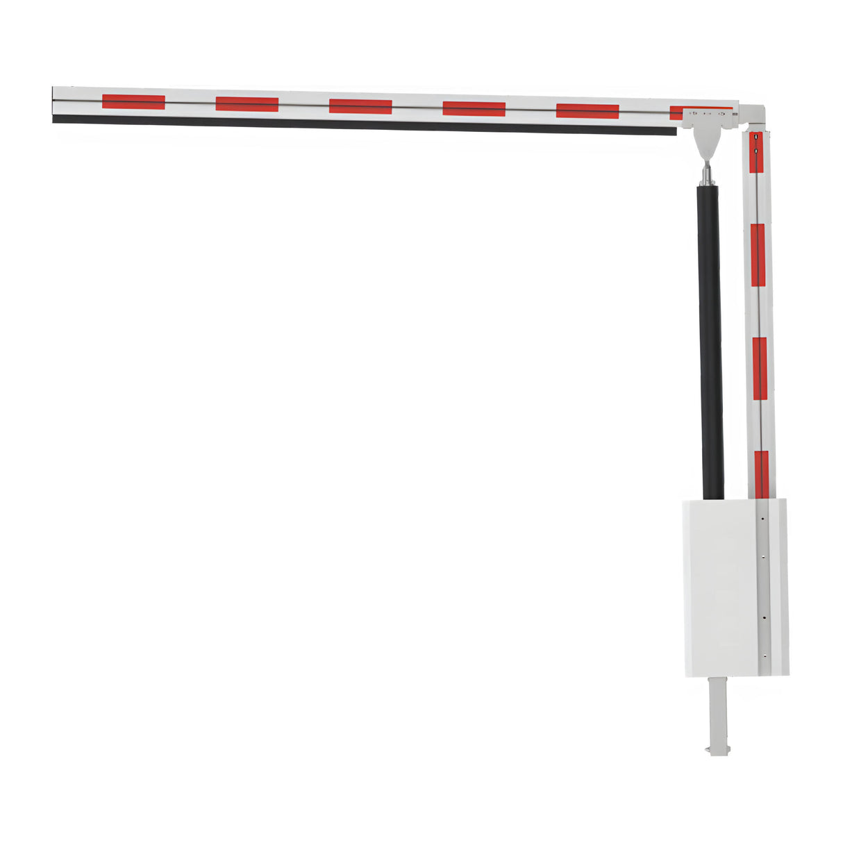 LiftMaster PBG24DC Barrier Arms Articulated, shown in the open position | theelitegateoffers.com