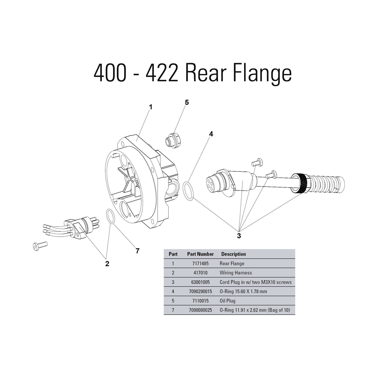 FAAC 63001005 Rear Cord Plug for 400 & 422 Operators, parts diagram