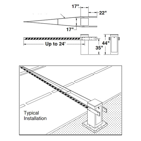 Liftmaster K65-1208 Wishbone Arm dimensions