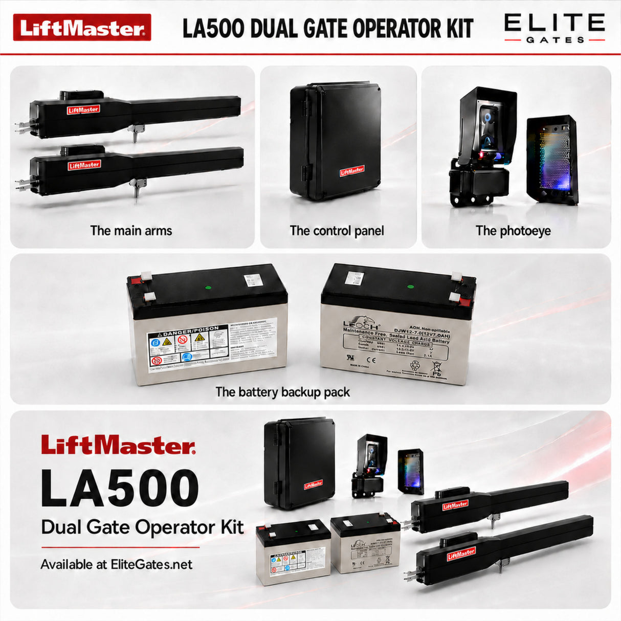 LiftMaster LA500UL Dual Swing Gate Operator Kit | theelitegateoffers.com