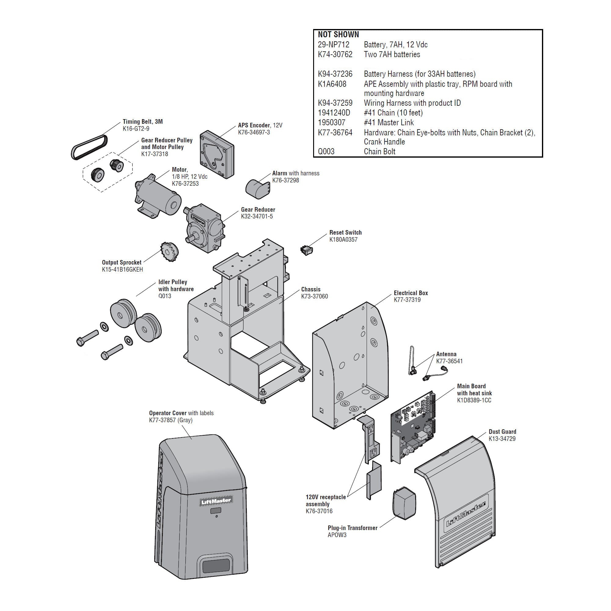 LiftMaster RSL12UL Repair Parts Diagram | theelitegateoffers.com