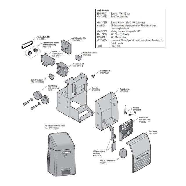 LiftMaster RSL12UL Repair Parts Diagram | theelitegateoffers.com