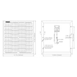 Elite 20W Solar Panel Kit for Gate Operators - 12V, dimensions