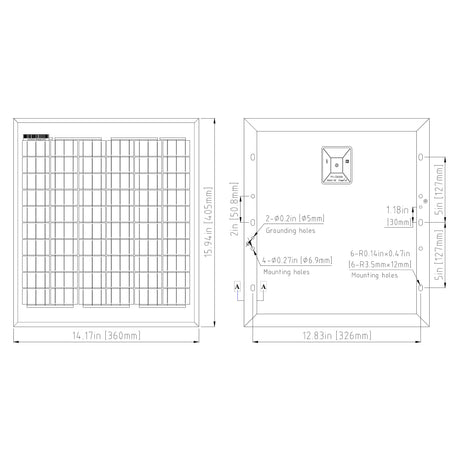 Elite 20W Solar Panel Kit for Gate Operators - 24V, dimensions