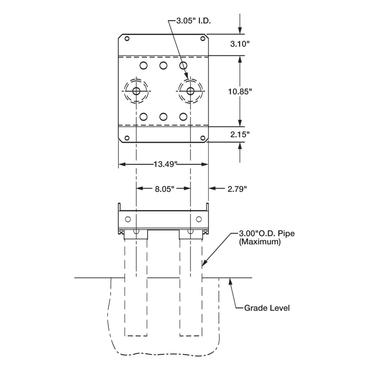 Viking VA-F1PS Pipe Stand for F1 Swing Gate Operators