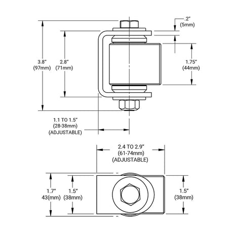 D&D CI3500 Gate Hinge Dimensions