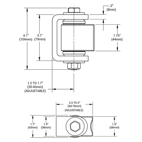D&D CI3520 Gate Hinge Dimensions