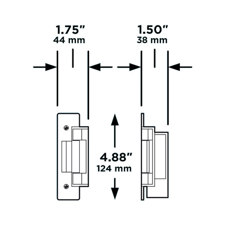 Doorking DKES-C2-1FX Electric Strike, Dimensions