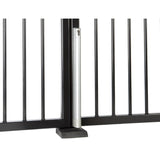 Locinox ELECTRADROP Motorized Drop Bolt, shown on a gate, silver