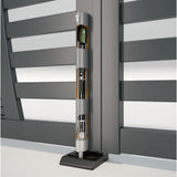 Locinox  ELECTRADROP Electric Drop Bolt, shown on a gate, chassis exposed