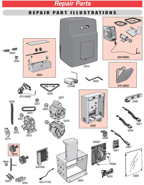 Elite SL3000 parts list